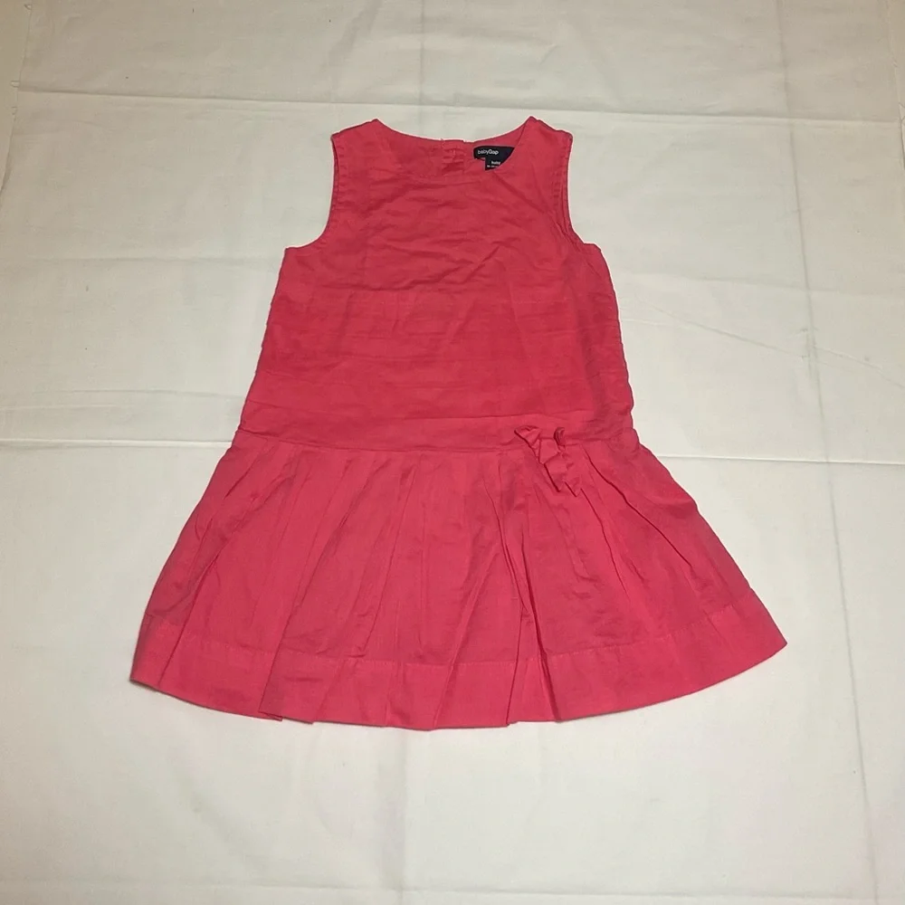 Baby Gap Girls 18-24 Months Coral Pink Sleeveless Drop Waist Cotton Dress